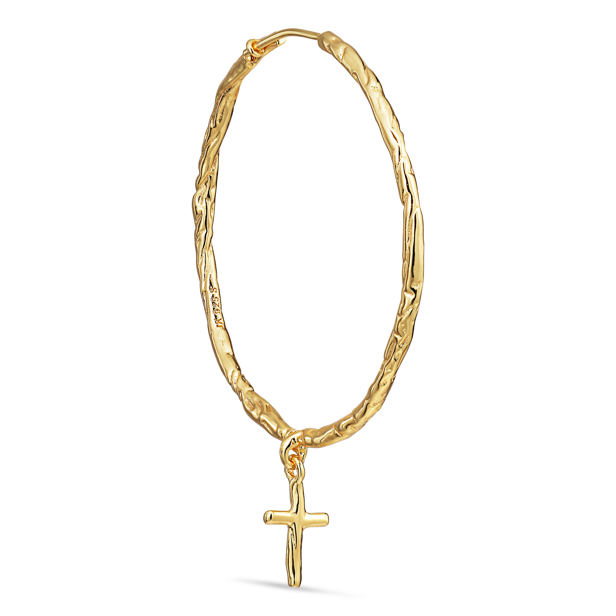 Big Hoop with cross pendant