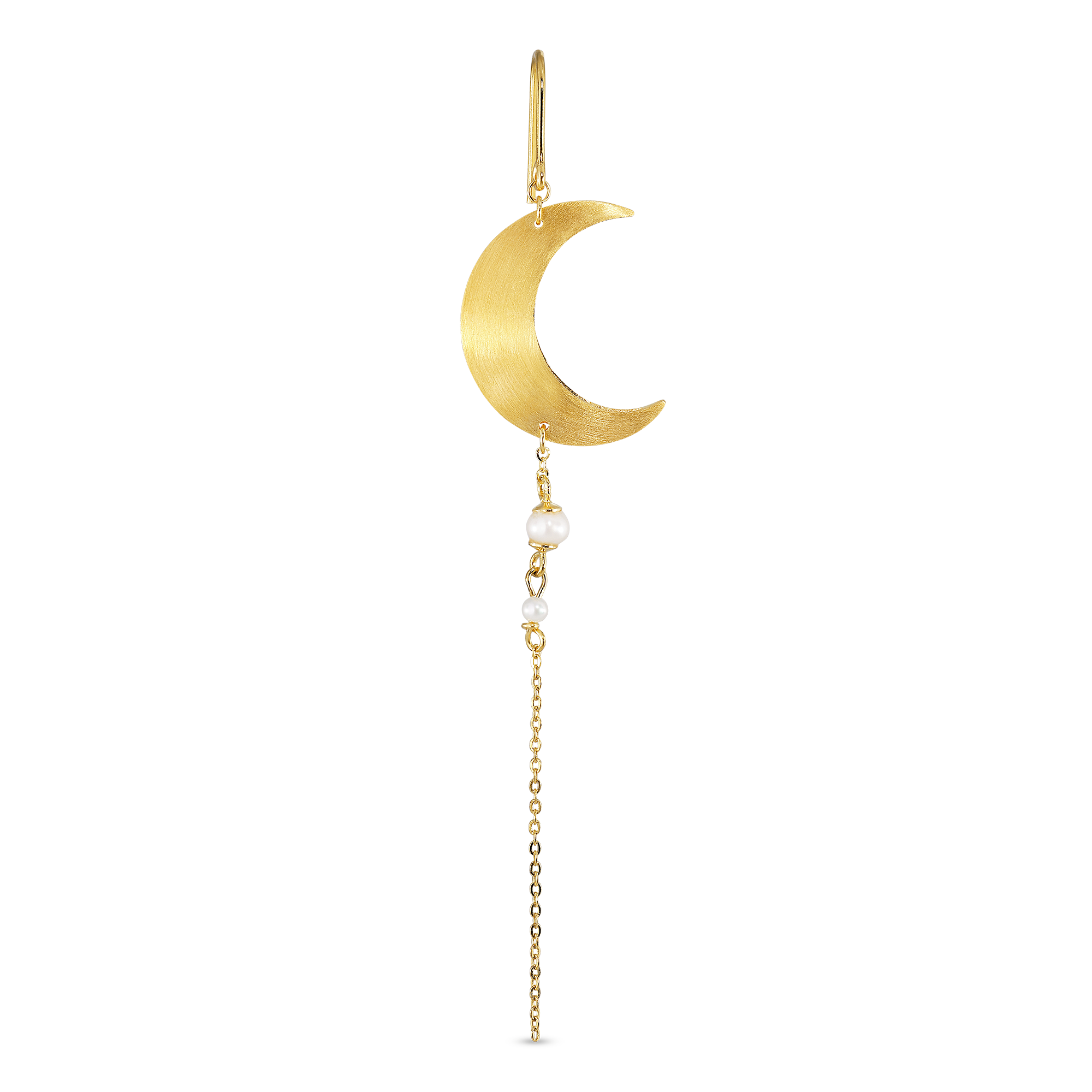 Half Moon Earring with pearl chain