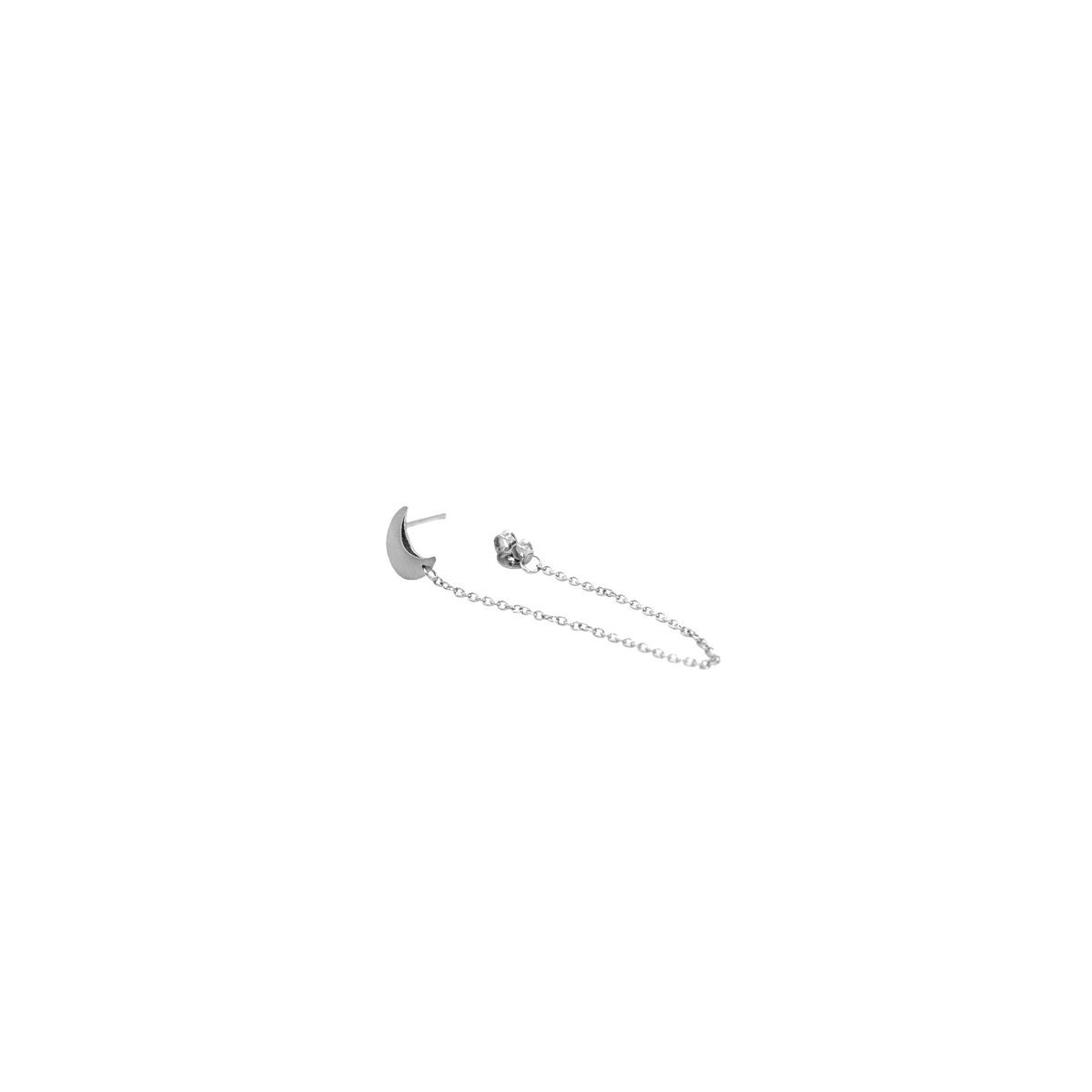Single Half Moon Chain Stud