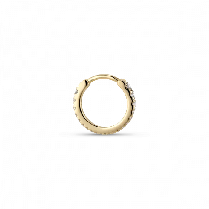 Tiny diamond hoop earring with graduated design, Ø11 mm, 21 brilliant-cut diamonds