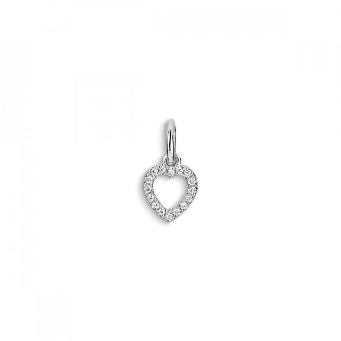 Letter Pendant with diamonds Heart white gold