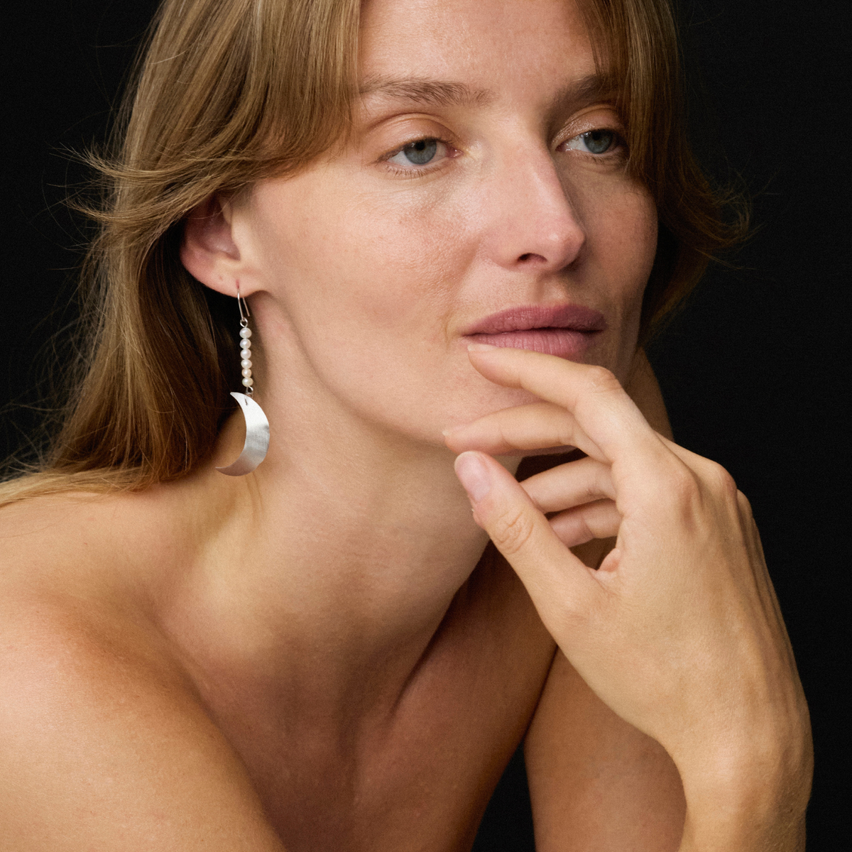Half Moon Pearl Earring